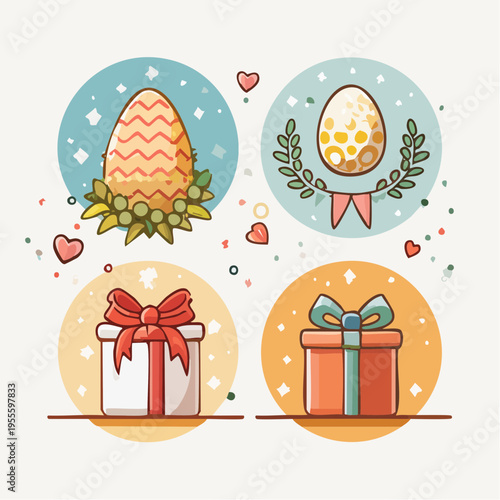 Easter Party Decoration and Ornament Icons