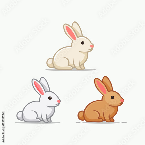 Cute Easter Bunny Character Icons