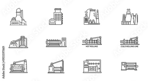 Industrial factory buildings and facilities.