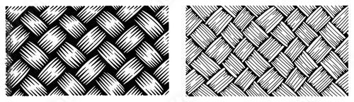 Hand drawn woven fiber texture background with interlocking diagonal pattern
