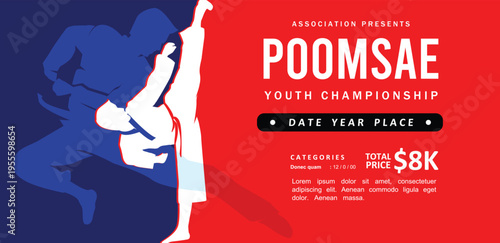 Great elegant vector editable poomsae taekwondo poster background design for your martial art championship event