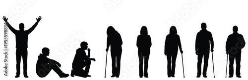 Silhouettes of people in various poses