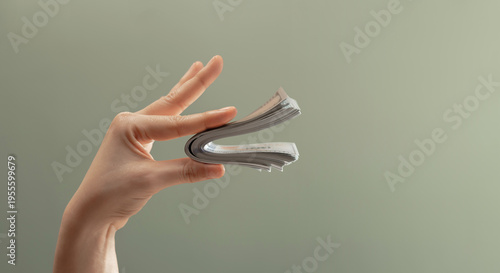 Obraz na plátně Hand holding bundle banknotes shaped like speaking mouth
