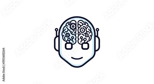 Conceptual illustration of artificial intelligence and machine learning with robotic brain
