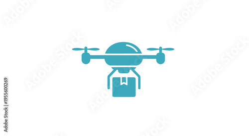 Delivery drone icon delivering a package, modern graphic of a drone with a parcel