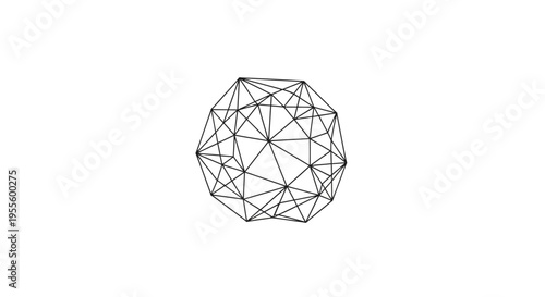 Geometric polygon shape composed of lines, an abstract and modern illustration on white