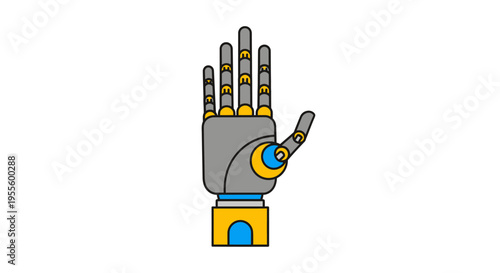 Illustration of a robotic hand with a modern design against a white background