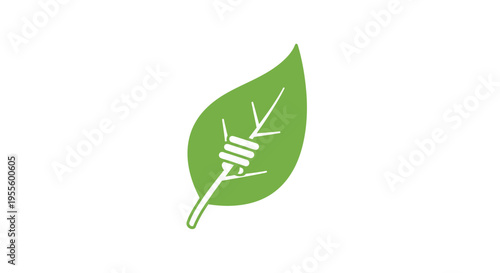 Eco-Friendly Energy Concept Depicted Through A Leaf-Shaped Light Bulb Emblem