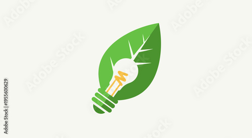 Green energy innovation logo: a fusion of nature, lightbulb, and environmental sustainability