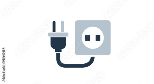 Illustration of a power outlet and a plug, representing electrical energy and connections