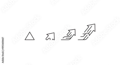 Minimalist graphic of an ascending evolution illustrated with geometric shapes