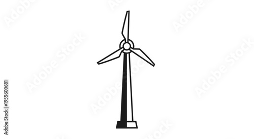 Minimalistic Depiction of a Wind Turbine, Generating Renewable Energy, Illustration