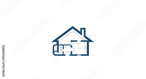 Architectural Blueprint Icon Illustrating Home Plans and Construction Concepts