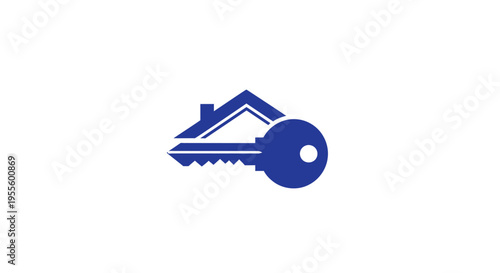 Home ownership and real estate concept illustrated with a key and house icon on a white backdrop
