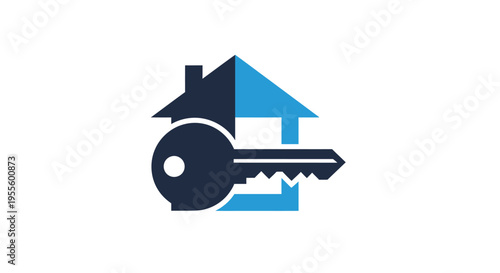 Home ownership and real estate concept represented by a key and a house symbol