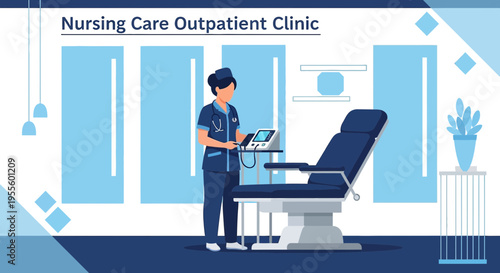 Nurse in Outpatient Clinic with Medical Equipment and Examination Chair