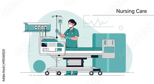 Nurse in Protective Gear Attending to Medical Equipment Beside Hospital Bed