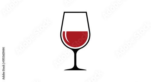 Minimalist Illustration of a Wine Glass with Red Liquid against a White Background