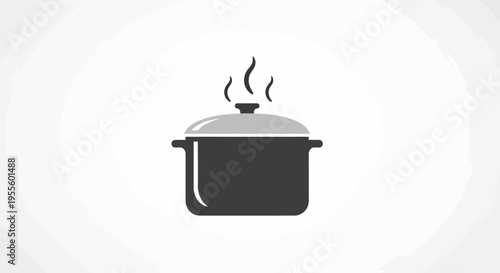 Simple cooking pot illustration with steam rising up against a white backdrop for various uses