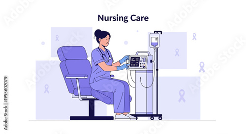 Nurse Providing Care with Medical Equipment and IV Drip