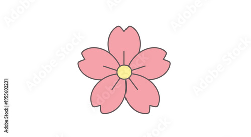 Simple cartoon flower illustration against a pristine white backdrop aesthetic design