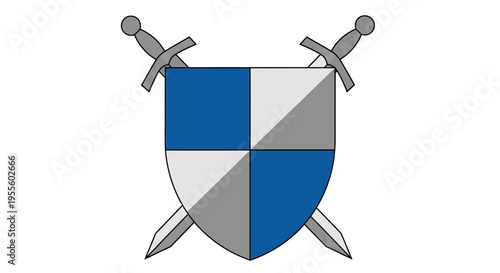 Heraldic Crest Design: Shield and Swords Depicting Valor and Protection Perfectly