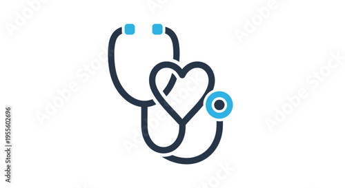 Medical emblem of stethoscope and heart symbol, a visual representation of healthcare
