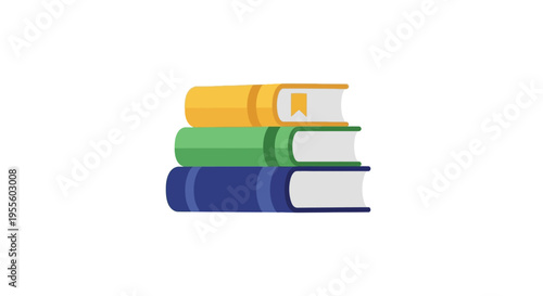 Stacked colorful books illustration representing education, learning, and knowledge transfer