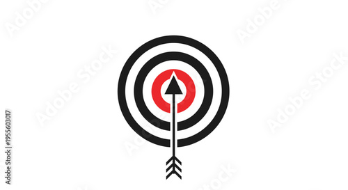 Target icon with arrow representing goals and strategy on a white background design