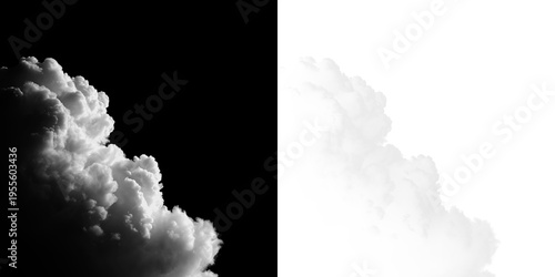 Obraz na płótnie White clouds on a transparent background with soft shapes and forms indicating s