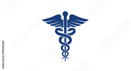 Medical symbol caduceus representing medicine, healing, and healthcare on a white background