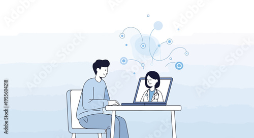 Online Doctor Consultation: Patient Talking to Doctor via Laptop for Telemedicine