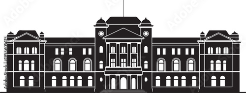 Government building vector silhouette classical architecture illustration