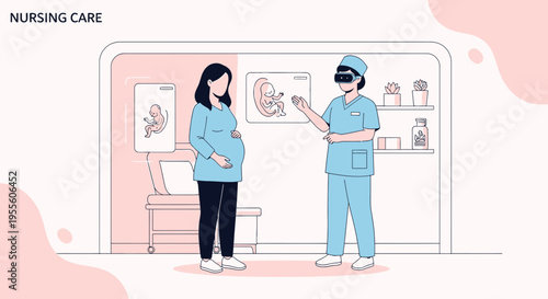 Pregnant Woman and Nurse Using VR for Fetal Development Education