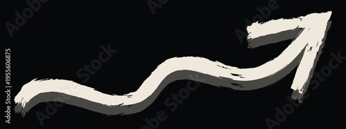 Vector  style off white 3d hand drawn brush stroke grunge arrow symbol brush paint. eps10 vector illustrator.