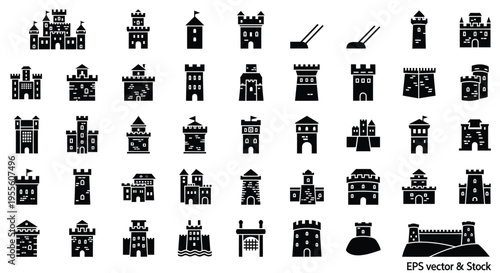 Infantry Soldiers, Paratroopers, Battle Tanks, Fighter Jets, Submarines, and Navy Warships Vector Icons
