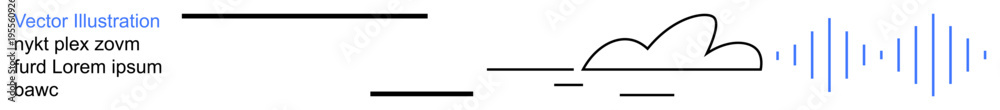 Obraz premium Cloud computing, connectivity, audio technology, data flow, modern communication, digital infrastructure. A cloud with lines and a sound wave symbol. Cloud computing and connectivity concepts