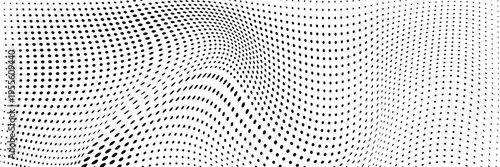 Abstract wavy halftone dot pattern creating dynamic optical illusion background.