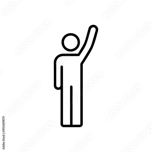 man with a raised hand line icon vector
Vector line icon on a white background