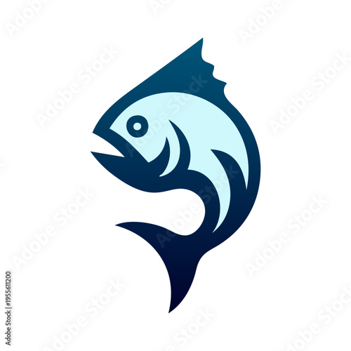 Logotipo con dibujo sencillo con líneas de un pez enojado saltando	