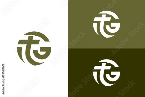 Modern abstract TG letter logo design in a circular shape with various color presentations.