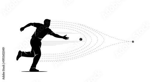 Silhouette of a man throwing a ball in motion