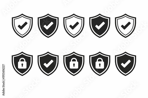 Security icons with shields and locks