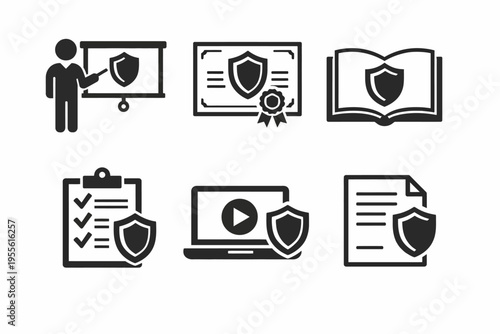 Cybersecurity and data protection icons