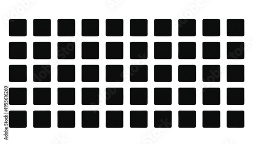 Black square tiles neatly arranged in a uniform grid pattern on a plain white background.