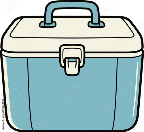 Cooler Box Vector Illustration, Cartoon Ice Cooler Clipart Design, Summer Picnic Storage Collection.