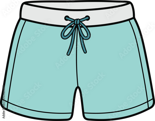Swim Shorts Vector Illustration, Cartoon Summer Beach Shorts Clipart Design, Casual Swimwear Collection.