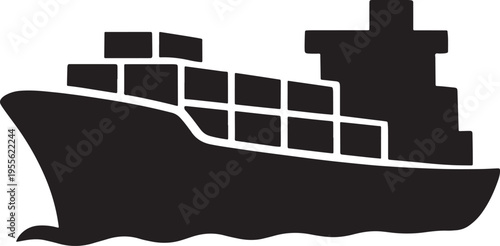 Container Ship Silhouette Cargo Vessel Outline Shipping Industry Icon