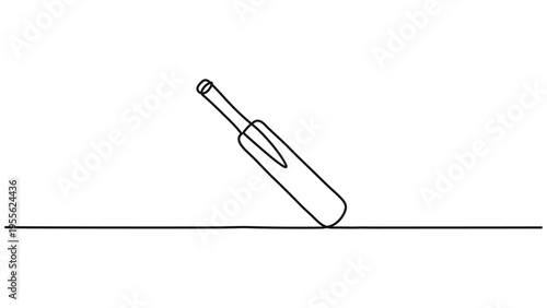 A pencil lying on its side next to a horizontal line on a plain background