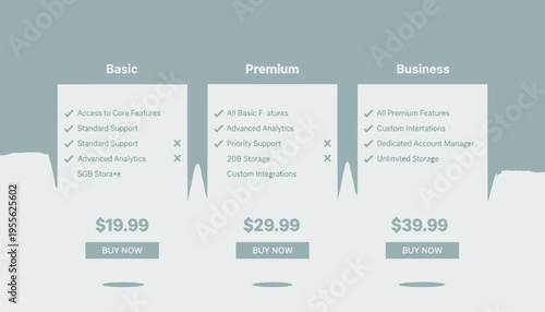Pricing plans comparison chart template.